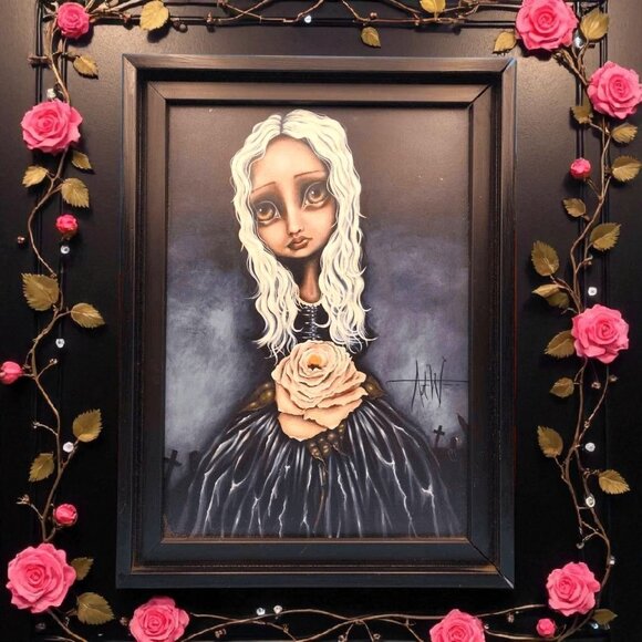 "Rose" By Angelina Wrona Framed Fine Art Print Gothic Halloween Decor 10x12" - Picture 1 of 9